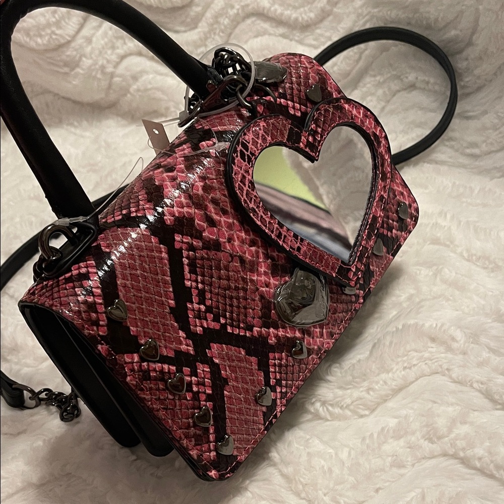 NWT Betsey Johnson Pink Snake Print Crossbody Bag - Picture 5 of 16